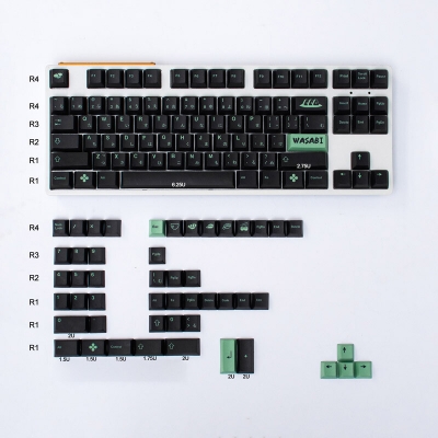 Wasabi GMK 104+32 Full PBT Dye Sublimation Keycaps Set for Cherry MX Mechanical Gaming Keyboard 68/87/96/104